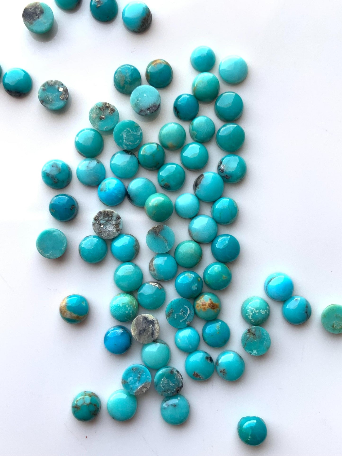 Natural Arizona Turquoise Smooth Round Gemstone Cabochon, CALIBRATED Loose Stone Cab, Round Jewelry Making Cabochons Semi Precious Cabochon