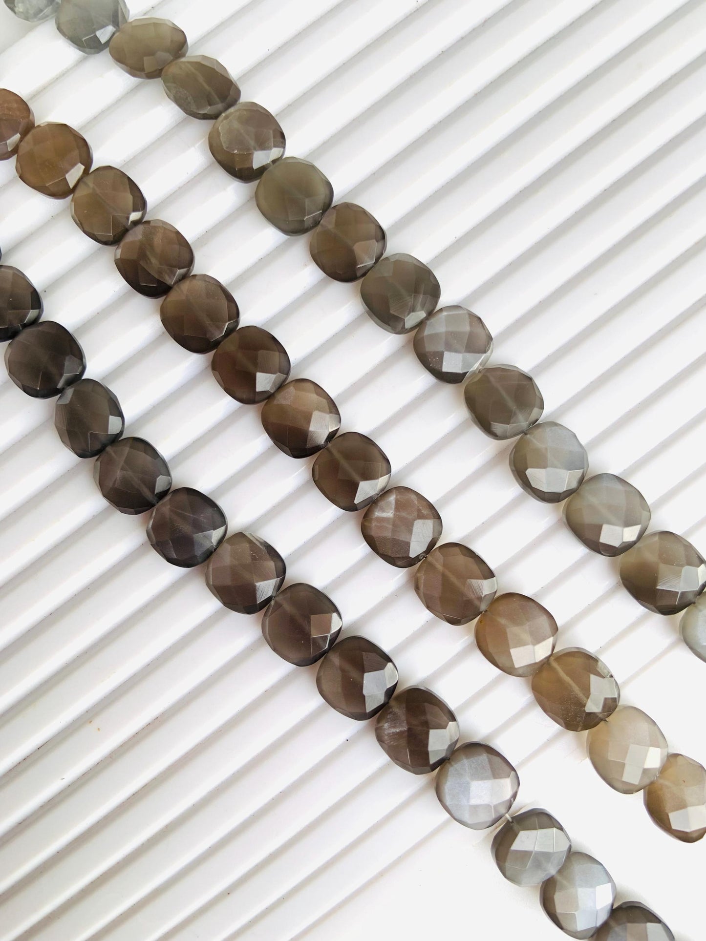 Natural Grey moonstone Faceted Cushion Shape Gemstone Center drill cushion for Jewelry Making Square shape gemstone gift for her Size 10mm