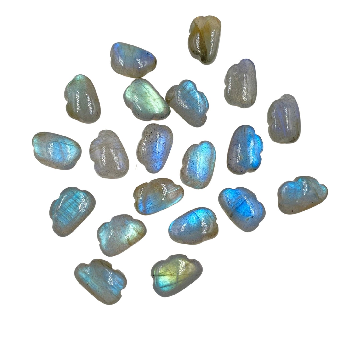 Natural Labradorite Cloud Gemstone Beads , Smooth Cloud Shape Gemstone, Multi Flashy, Hand Carved Gemstone , Cloud Earrings , SKU - BBI1112