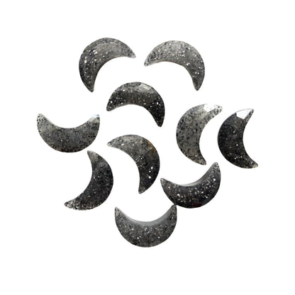 2 Pieces Natural Black sunstone gemstone, Crescent moon shape gemstone, carving gemstone, natural gemstone, moon shape gemstone, size 7x16mm