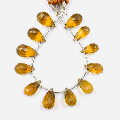 4 Inches Natural Beer Quartz Buds Briolette Beads Drop Shape Faceted Flower Buds Size 5X9mmTo 6X10mm Beer Quartz Drops jewelry Making