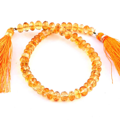 Natural Citrine Faceted Rondelle Beads 5–6mm | 8 Inch Strand Genuine Citrine Gemstone