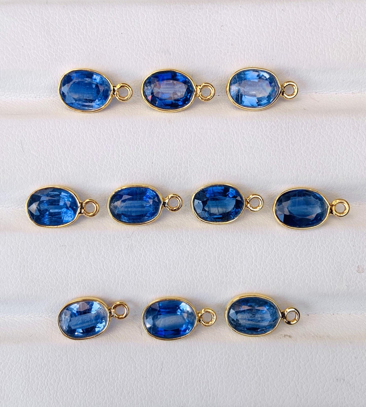 8x6 mm Blue Kyanite Connectors ~ Oval Bezel Link ~ Silver & Gold Charm for Earrings, Bracelets, and Birthstone Jewelry Supplies - BeadsBoatInc