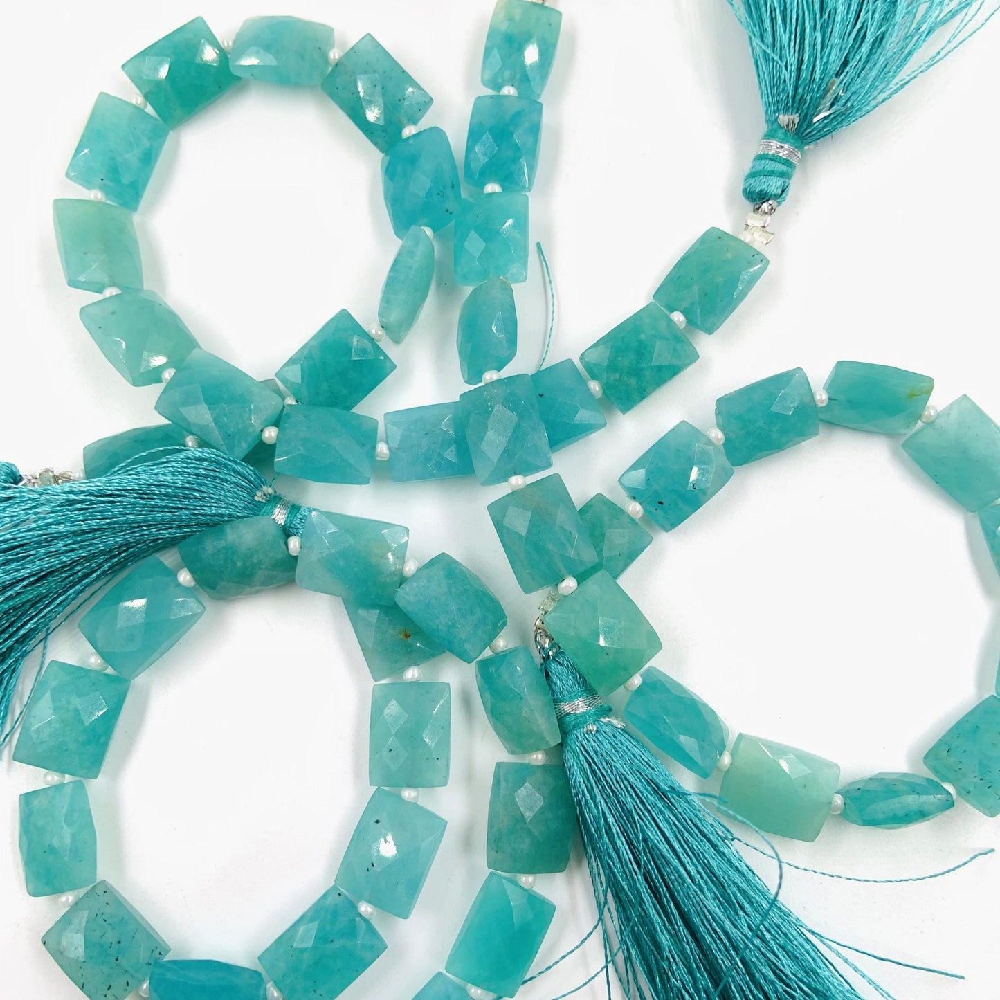 Natural Amazonite Rectangle faceted Center Drill Briolette Gemstone, Amazonite Chicklet Shape beads for Jewelry, 8 Inch Strand Size 8x10x5mm