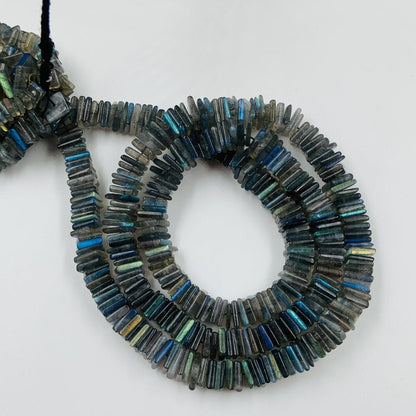 AAA Blue Flash Labradorite Square Beads, Smooth Gemstone Strand, 18 Inch