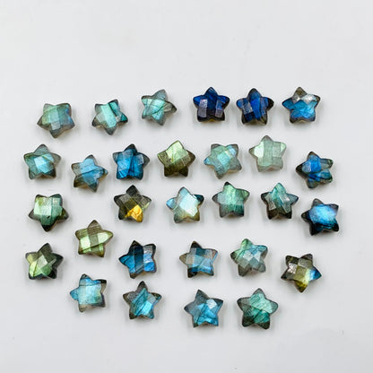 2 Pieces Natural Labradorite Hand Carved Star Shape Briolette, Star Shape Gemstone For Jewelry, Star Shape Briolette, 10mm