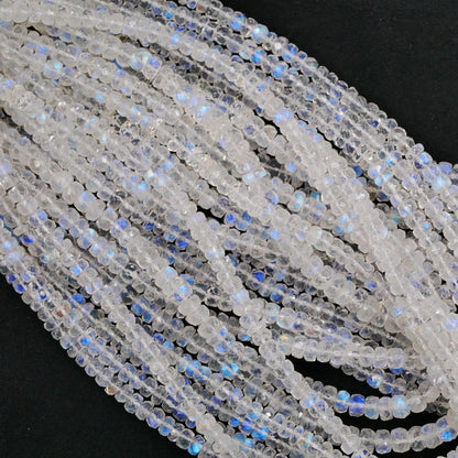AAA Quality Natural White Rainbow Blue Flashy Roundel Beads White rainbow Faceted Rondelle Shape Beads Briolette Jewelry Making Beads 16inch