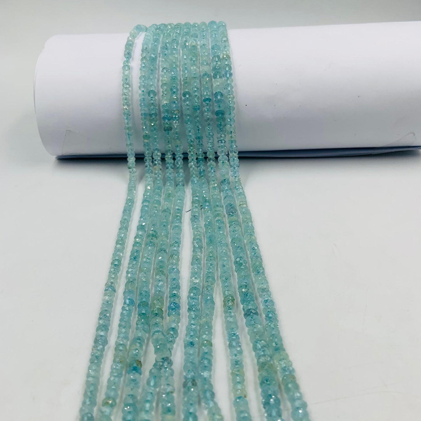 Natural Blue Aquamarine Faceted Rondelle Beads for Jewelry Making