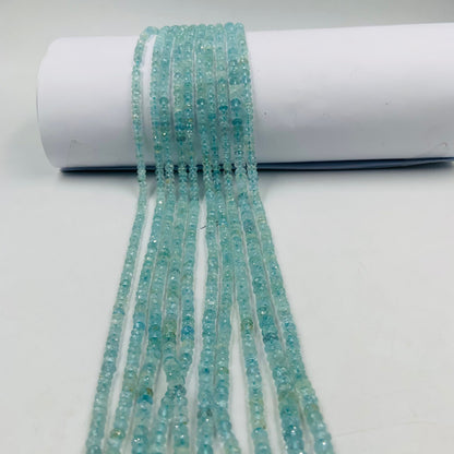 Natural Blue Aquamarine Faceted Rondelle Beads for Jewelry Making