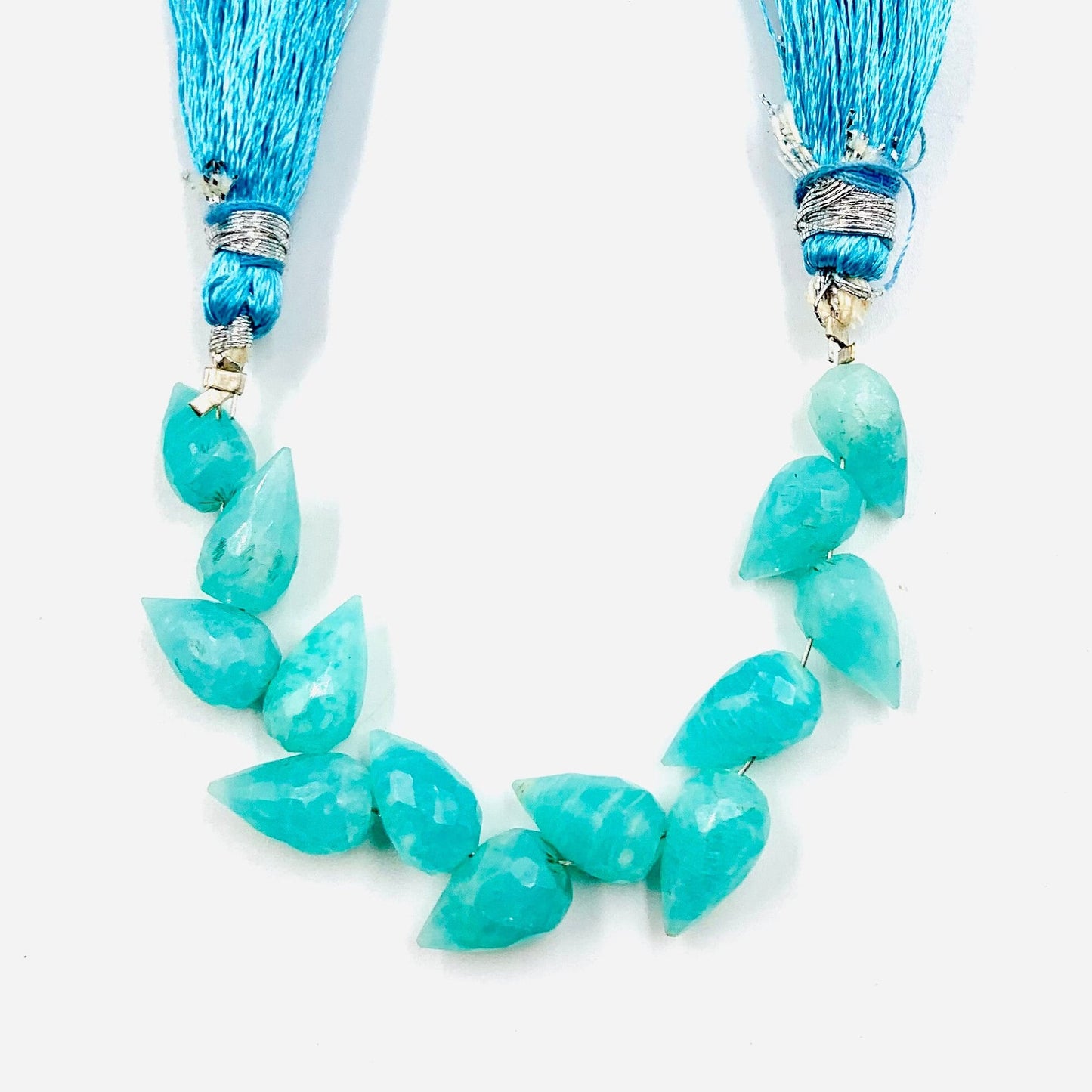 4 Inches Natural Amazonite Buds Briolette Beads Amazonite Gemstone Faceted Flower Buds Size 5X9 MM To 6X10 MM Amazonite Drops jewelry Making