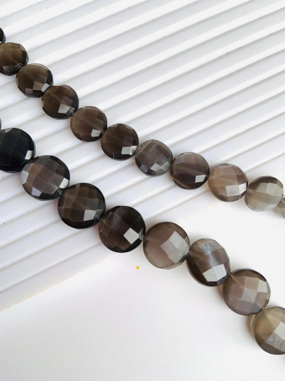 Natural Grey moonstone Faceted round Shape Gemstone Center drill round beads for Jewelry Making Square shape gemstone gift for her Size 10mm