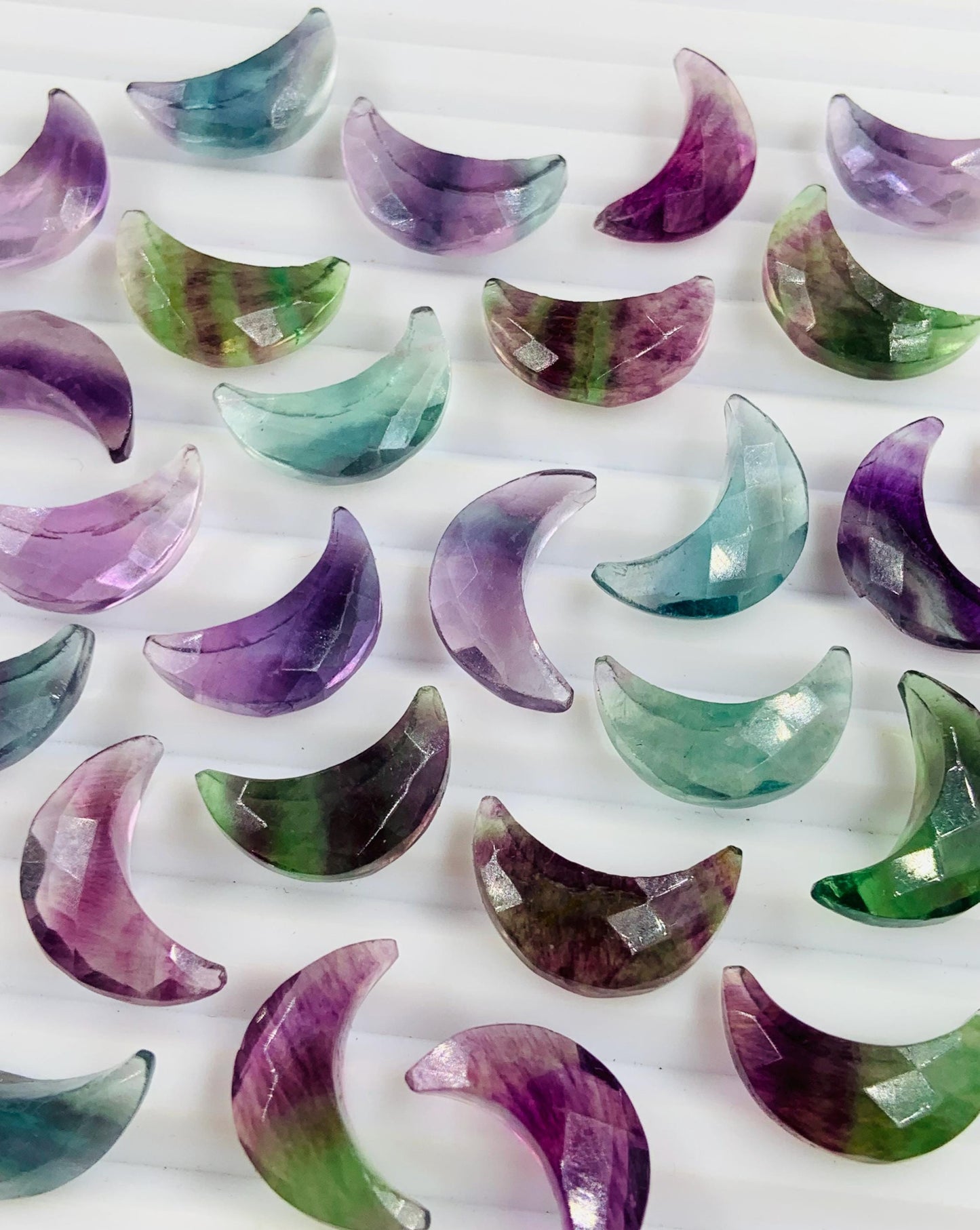 Natural Multi Fluorite Faceted Loose Gemstone Crescent moon , Carving Gemstone, Natural Gemstone, Moon Shape Loose Gemstone, 7x16mm