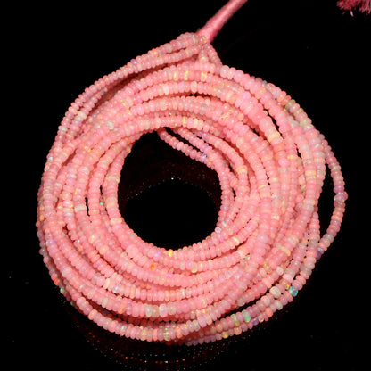 Natural Pink Ethiopian Opal Rondelle Beads
