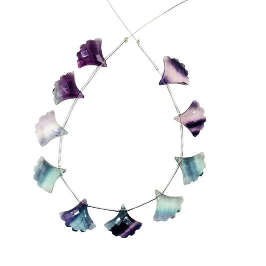 10 Pieces Natural Multi Fluorite Faceted Tree Shape Gemstone, Size 13x15mm, Hand Carved Fancy Shape Briolette, Jewelry Making, SKU-BBI705
