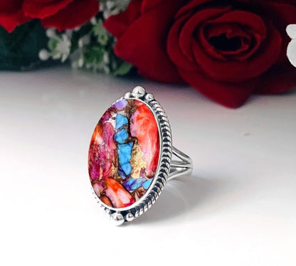 925 Silver Kingman Turquoise Ring – Statement Boho Jewelry - BeadsBoatInc