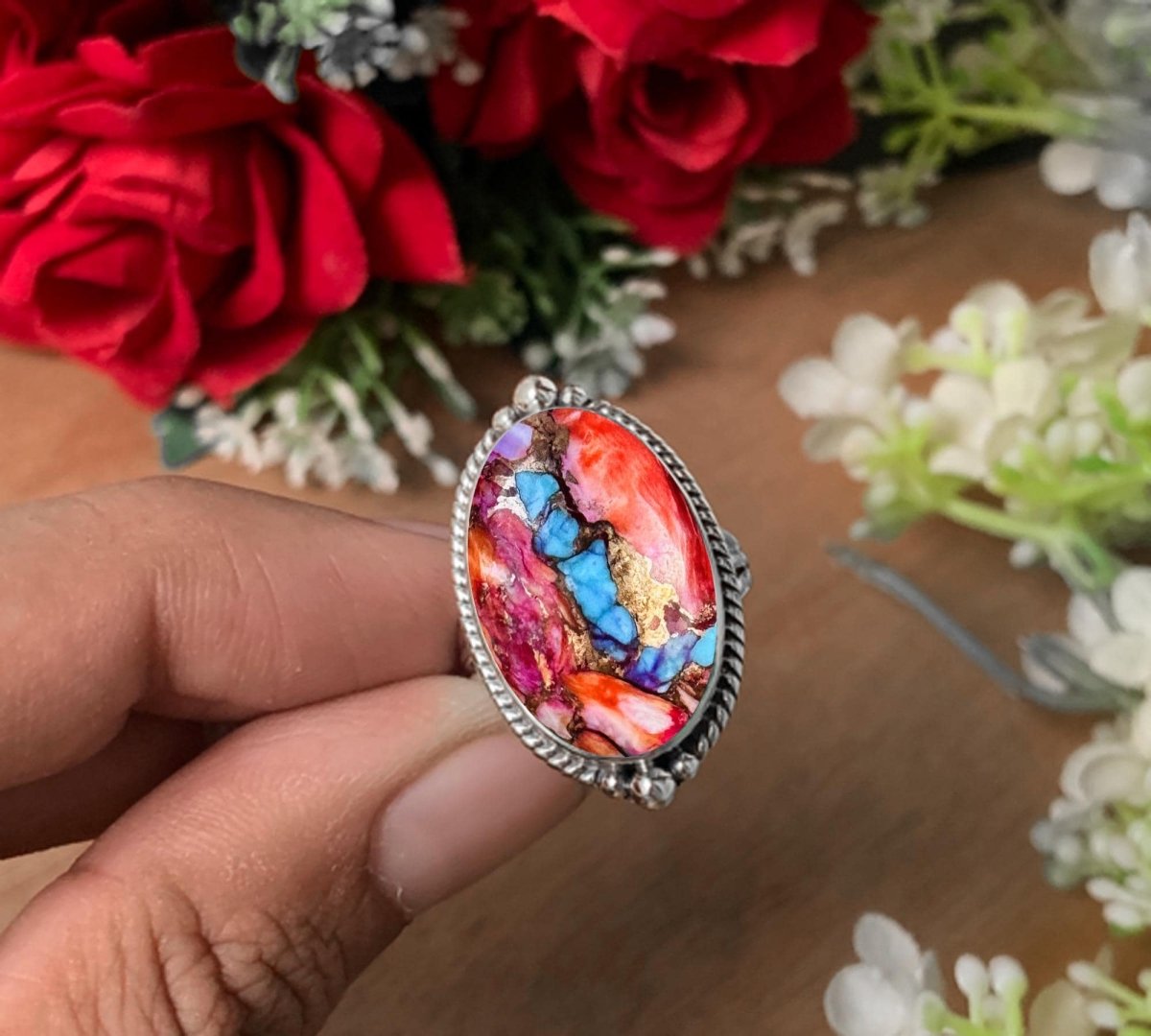 925 Silver Kingman Turquoise Ring – Statement Boho Jewelry - BeadsBoatInc
