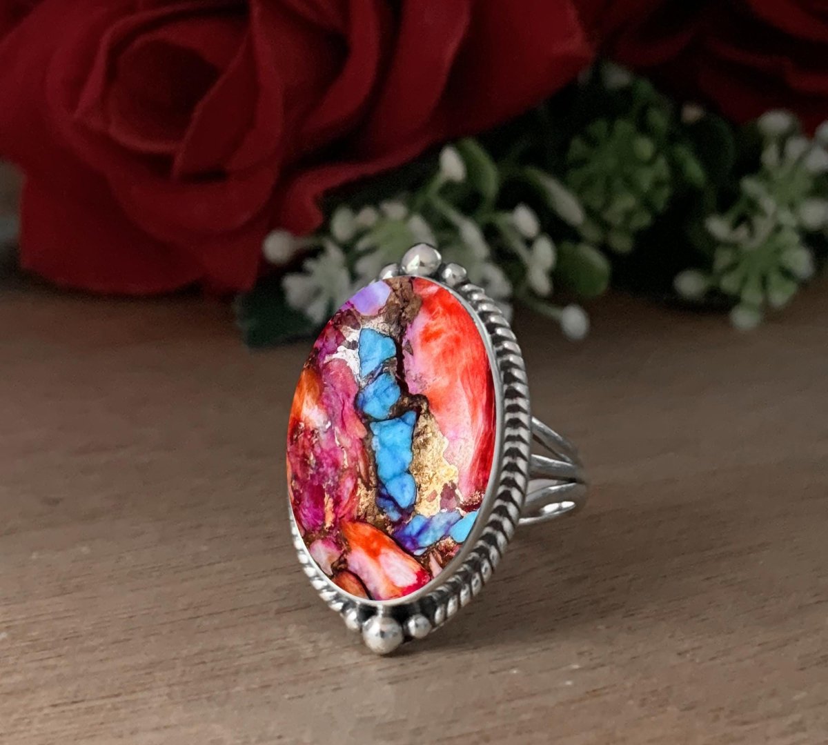 925 Silver Kingman Turquoise Ring – Statement Boho Jewelry - BeadsBoatInc