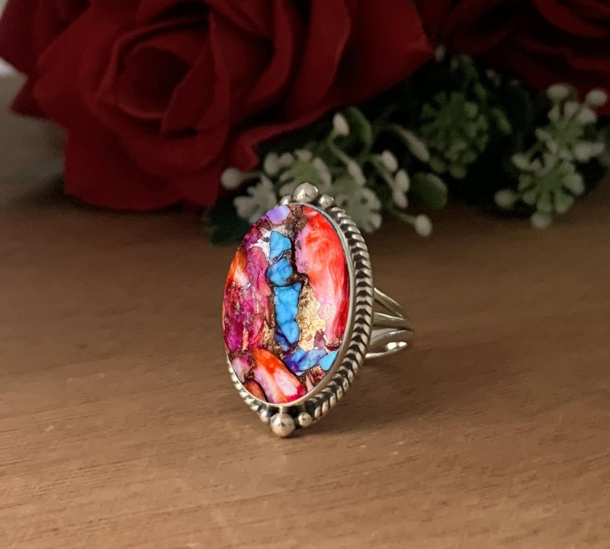 925 Silver Kingman Turquoise Ring – Statement Boho Jewelry - BeadsBoatInc