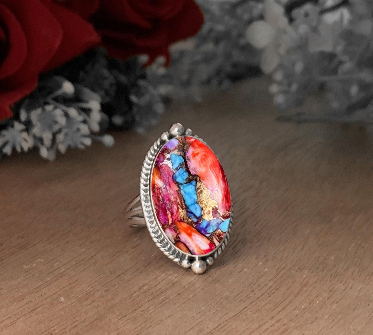 925 Silver Kingman Turquoise Ring – Statement Boho Jewelry - BeadsBoatInc