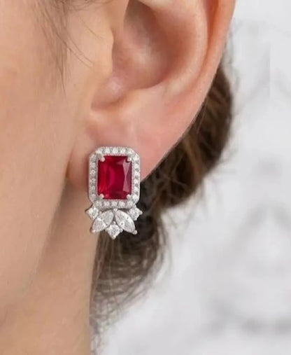 925 Sterling Silver Baguette & Round Cubic Zirconia Halo Stud Earrings - BeadsBoatInc
