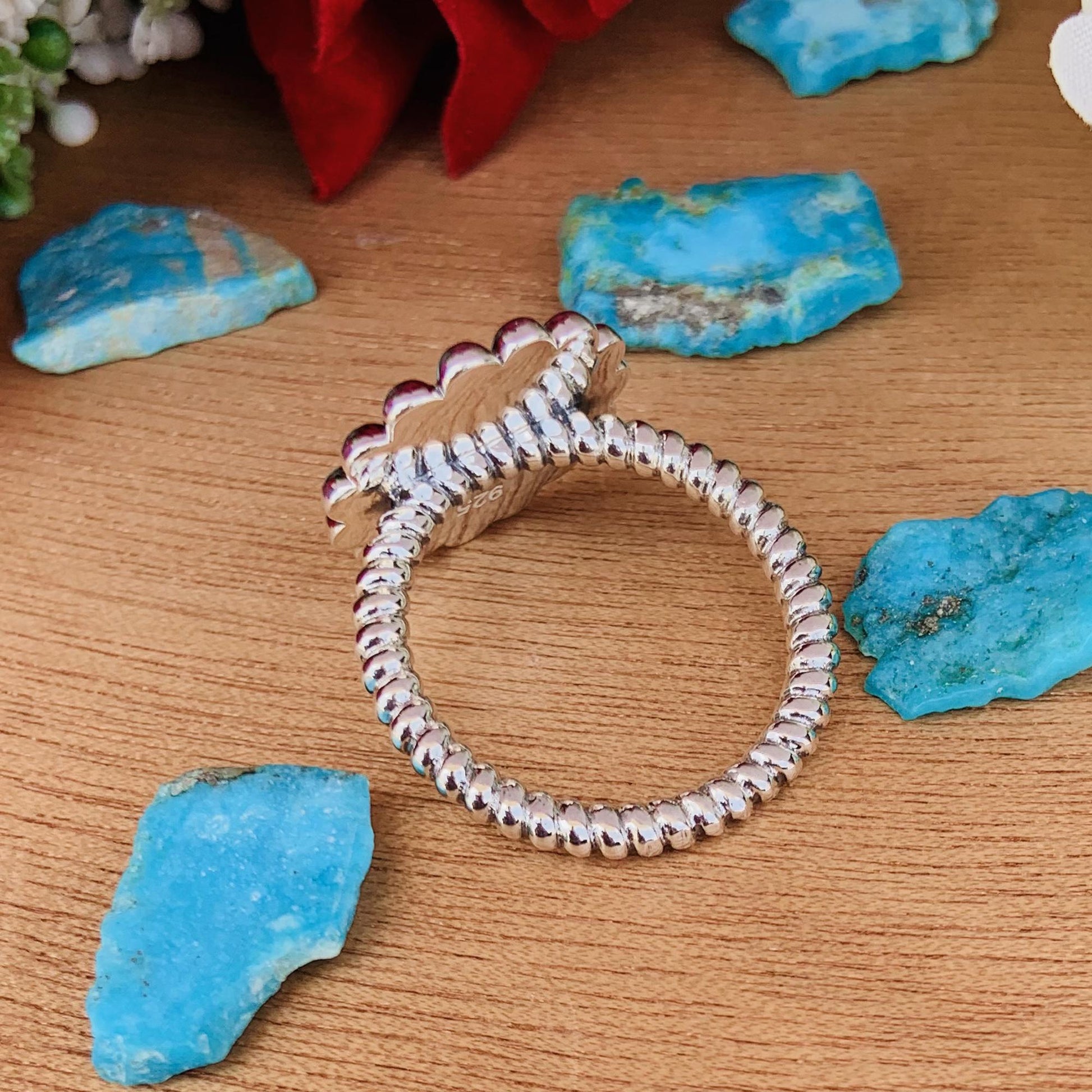 925 Sterling Silver Beaded Floral Statement Ring, Gift for Her - BeadsBoatInc
