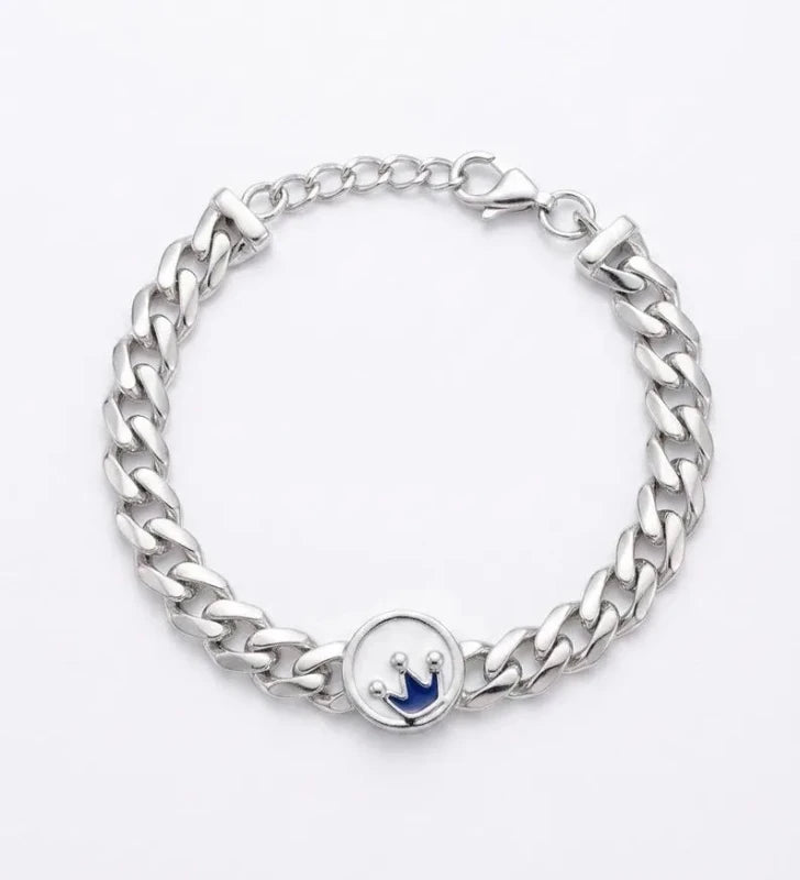 925 Sterling Silver Blue Enamel Flower Kids Bangle Bracelet - BeadsBoatInc