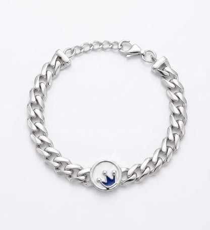 925 Sterling Silver Blue Enamel Flower Kids Bangle Bracelet - BeadsBoatInc