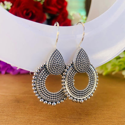 925 Sterling Silver Chakra Dangle Earrings - Vintage Boho Jewelry - BeadsBoatInc