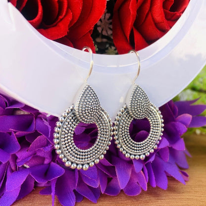 925 Sterling Silver Chakra Dangle Earrings - Vintage Boho Jewelry - BeadsBoatInc