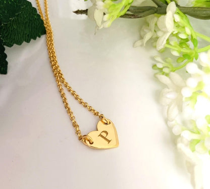 925 Sterling Silver Custom Initial Heart Pendant Necklace - BeadsBoatInc