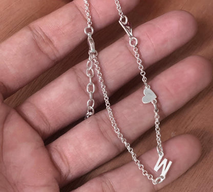 925 Sterling Silver Initial Letter Bracelet - Personalized Jewelry Gift for Her - BeadsBoatInc