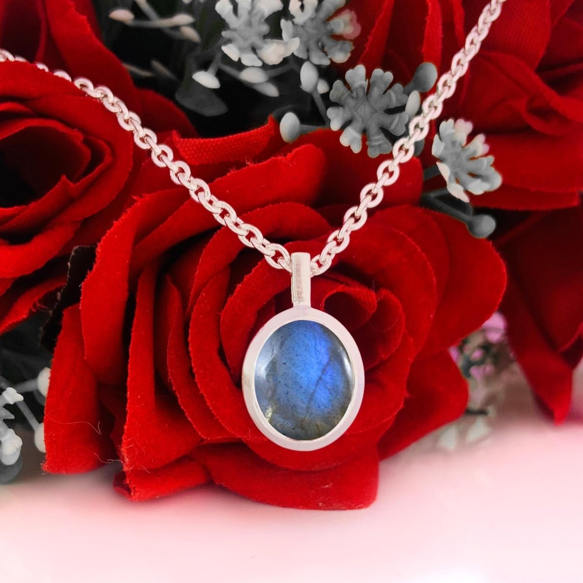 925 Sterling Silver Labradorite Pendant - Gold Plated Necklace - BeadsBoatInc