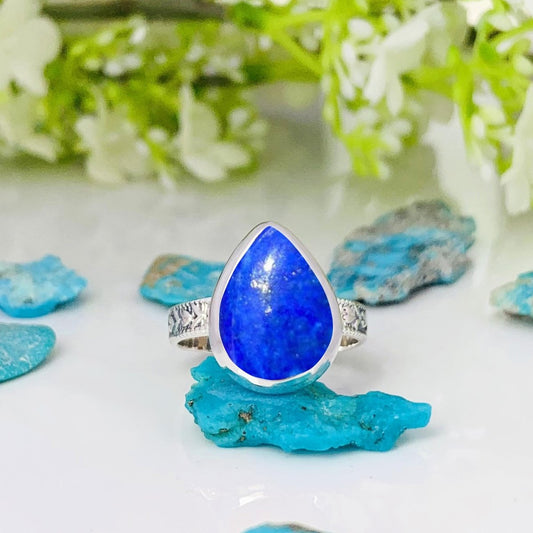 925 Sterling Silver Lapis Lazuli Pearl Statement Ring - BeadsBoatInc