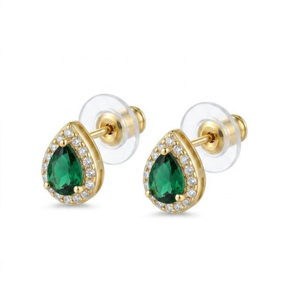 925 Sterling Silver Pear Cut Cubic Zircon Halo Stud Earrings - BeadsBoatInc