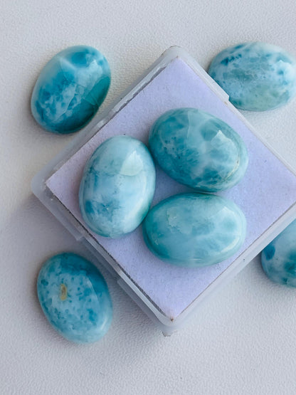 Natural Larimar Smooth Oval Shape Gemstone Cabochon, CALIBRATED Loose Stone Cab, Oval Jewelry Making Cabochon Semi Precious Cabochons
