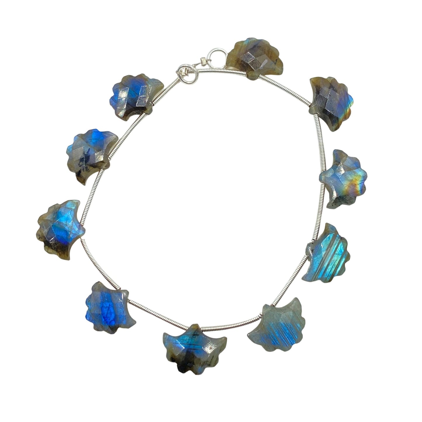 Natural Labradorite Carved Tree Beads - Side Drill Gemstone