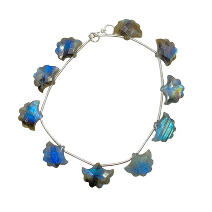 Natural Labradorite Carved Tree Beads - Side Drill Gemstone