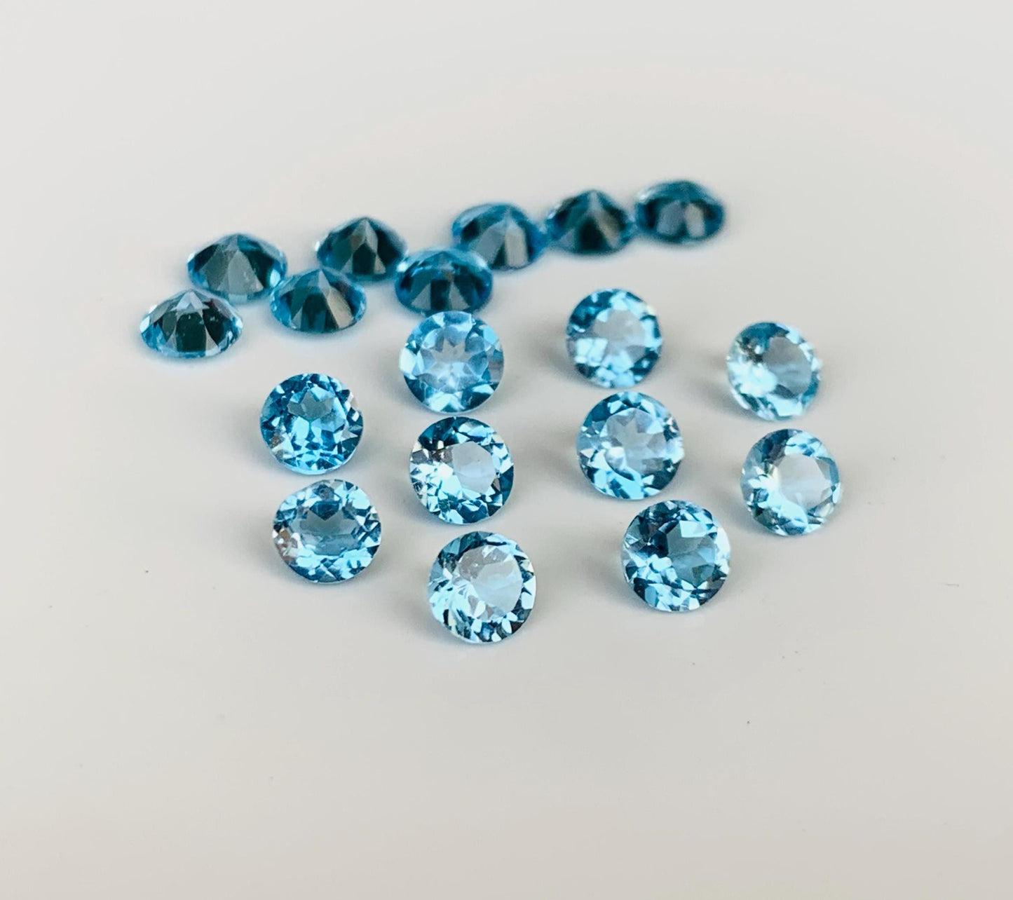 Natural Swiss Blue Topaz Faceted Round Shape Cut Stone CALIBRATED Loose Stone Cut Round Jewelry Making Semi Precious Cut stone for rings