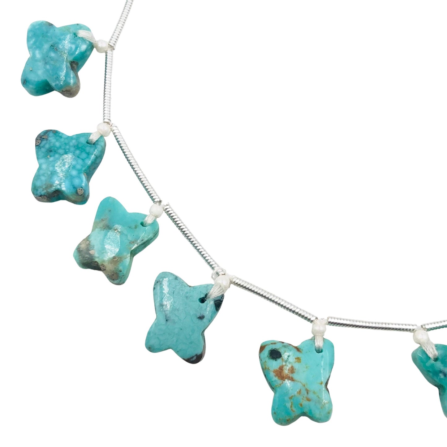 18 Pcs Arizona Turquoise Hand-Carved Butterfly Beads | Face Drilled Gemstones