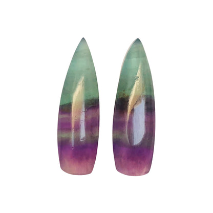 Natural Multi Fluorite Smooth Long Trillion Shape Gemstone, Matching Pair, Earring making gemstone, Jewelry making gemstone Size 10mm X 33mm