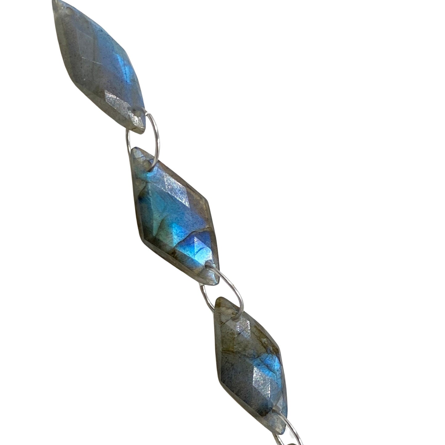 Natural Labradorite Kite Beads - Blue Flash Faceted Gemstone Briolette 9 Pcs
