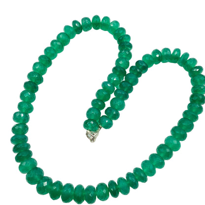 Green Onyx Faceted Rondelle Beads Necklace | Natural Gemstone Jewelry Beads