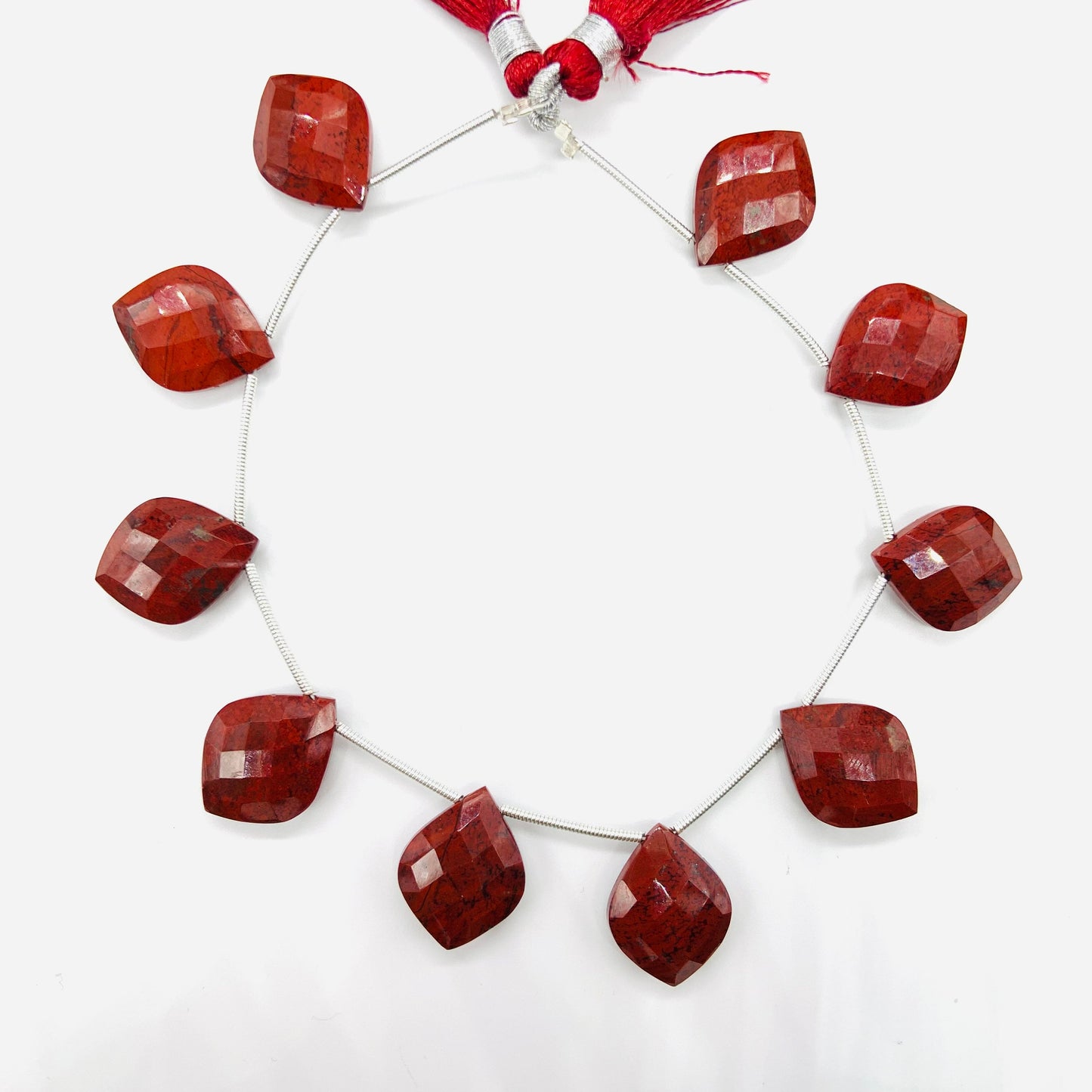 Red Jasper Carved Briolette Beads – Fancy Cut Faceted Side Drill | DIY Jewelry Making