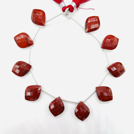 Red Jasper Carved Briolette Beads – Fancy Cut Faceted Side Drill | DIY Jewelry Making