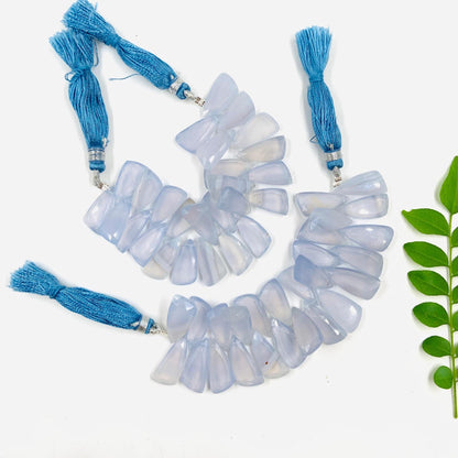 Natural Blue Lace Agate Sail Crown Cut Briolette Beads