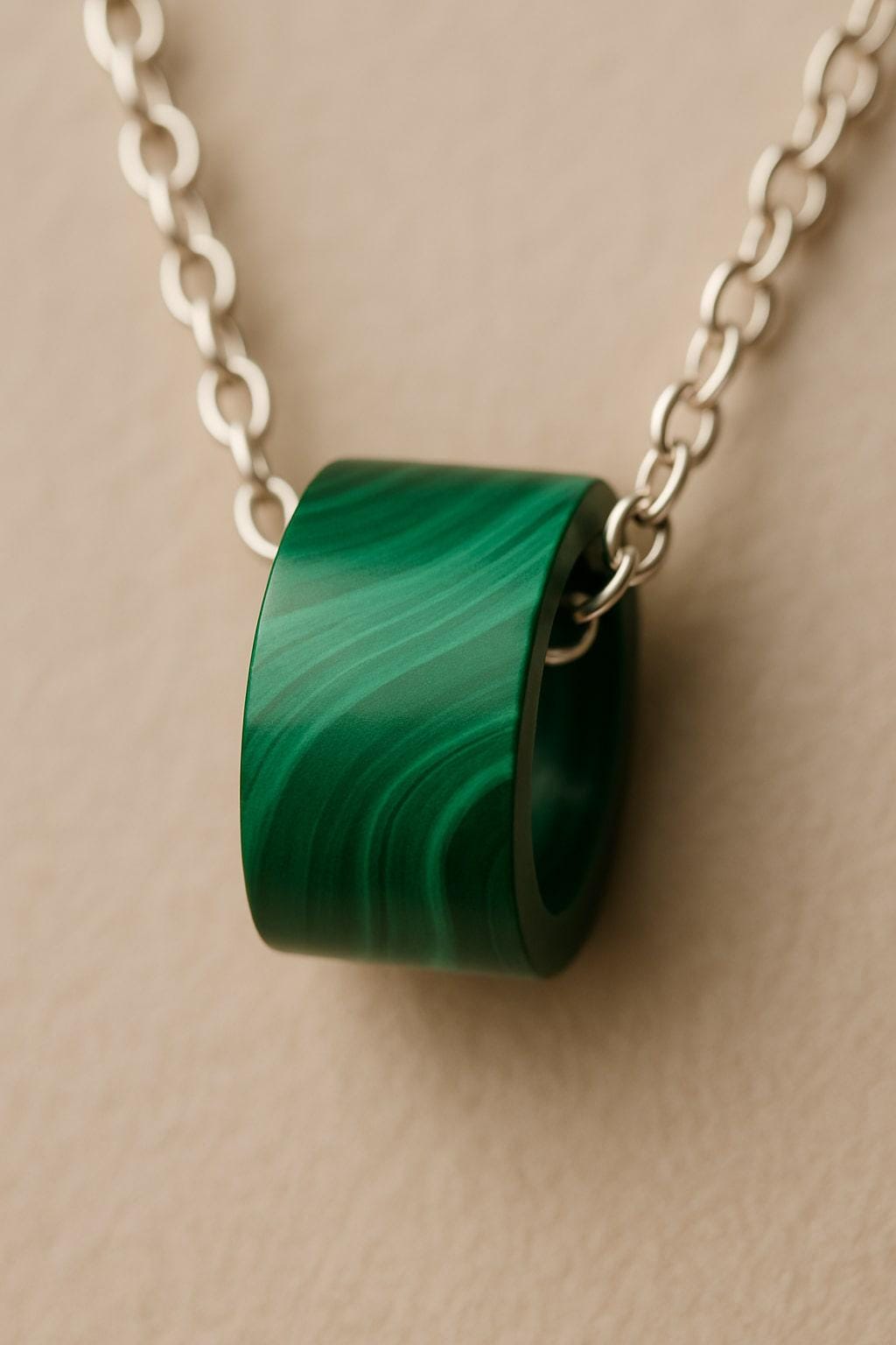 Natural Malachite Circle Pendant ~ Necklace in 925 Sterling Silver ~ Round Malachite Pendant Necklace ~ Green Malachite Jewelry for women