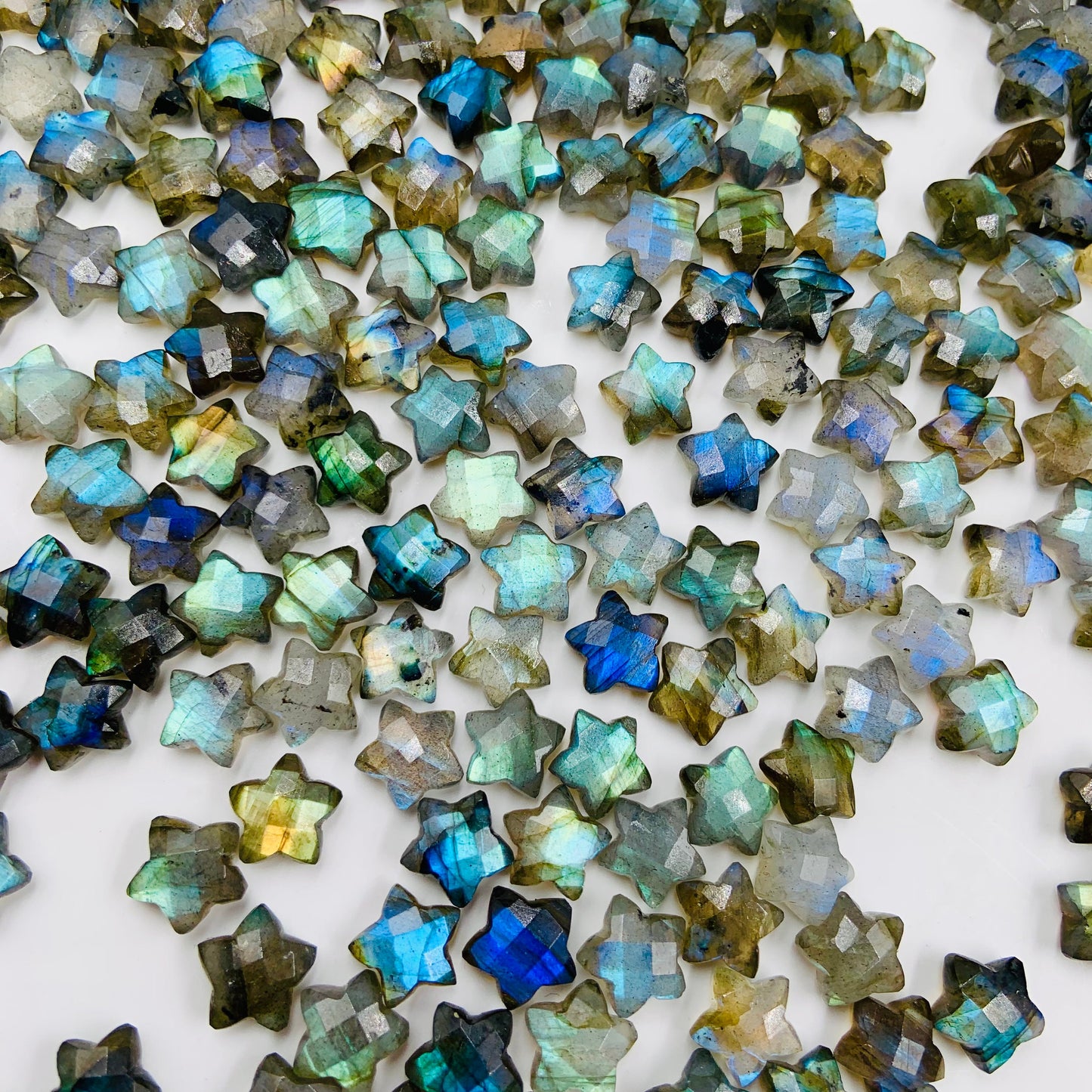 2 Pieces Natural Labradorite Hand Carved Star Shape Briolette, Star Shape Gemstone For Jewelry, Star Shape Briolette, 10mm