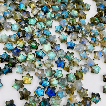 2 Pieces Natural Labradorite Hand Carved Star Shape Briolette, Star Shape Gemstone For Jewelry, Star Shape Briolette, 10mm