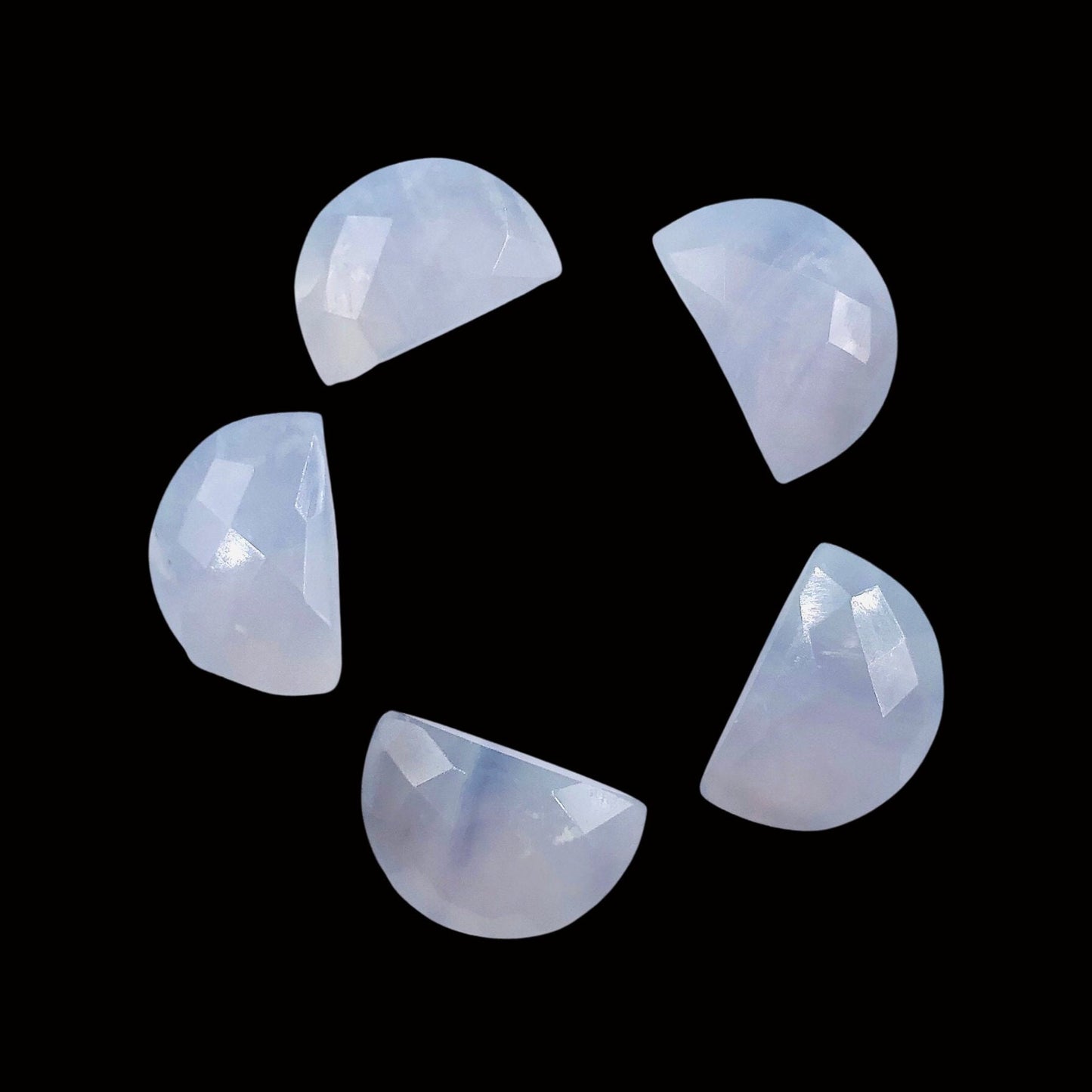 2 Pieces Natural Blue Lace Faceted Semi Circle Shape Gemstone, Size 10x16mm, Half Moon Gemstone Briolette, Making Jewelry, SKU-BBI222