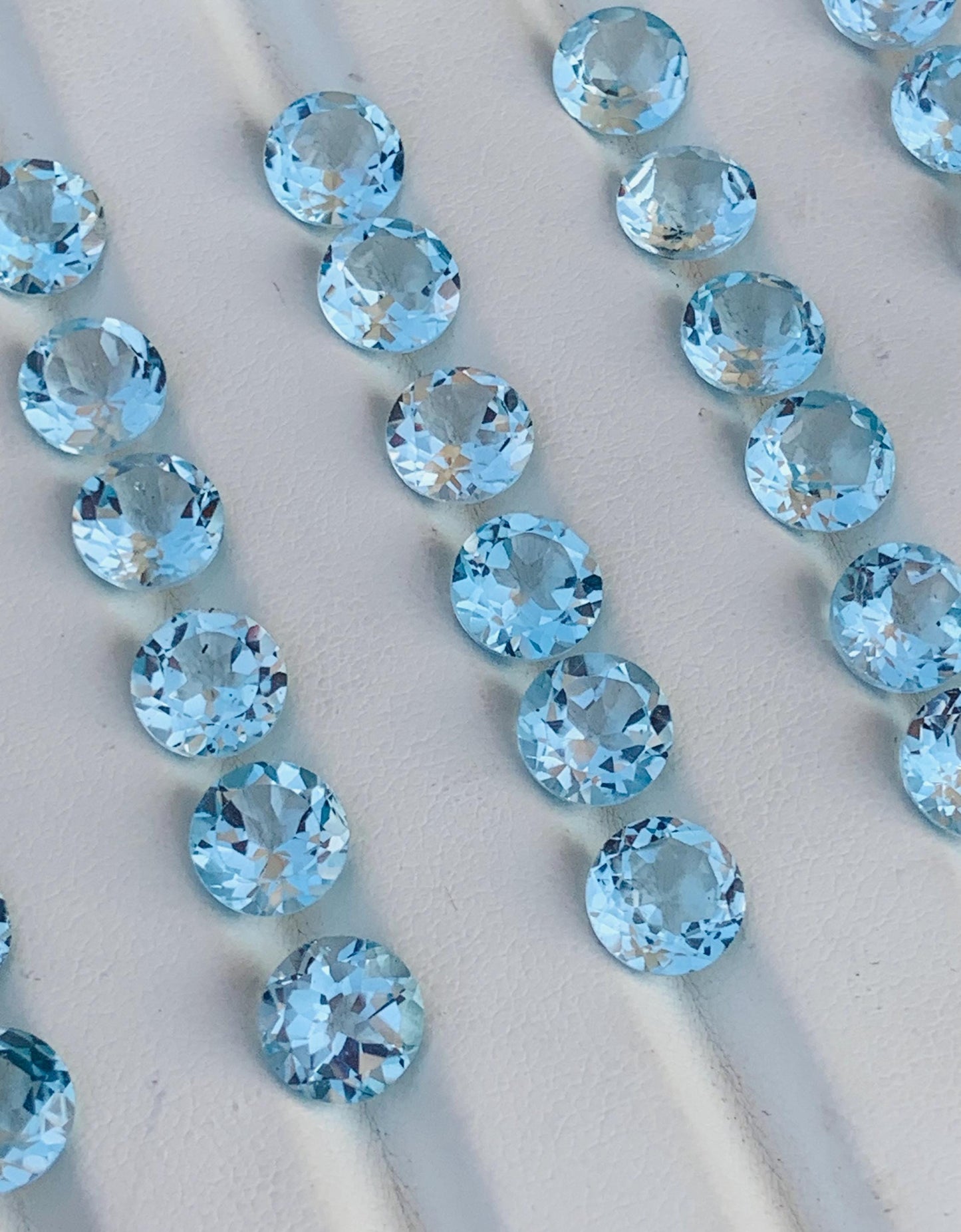 Natural Blue Topaz Faceted Round Cut Stones | Calibrated Loose Gemstones for Jewelry
